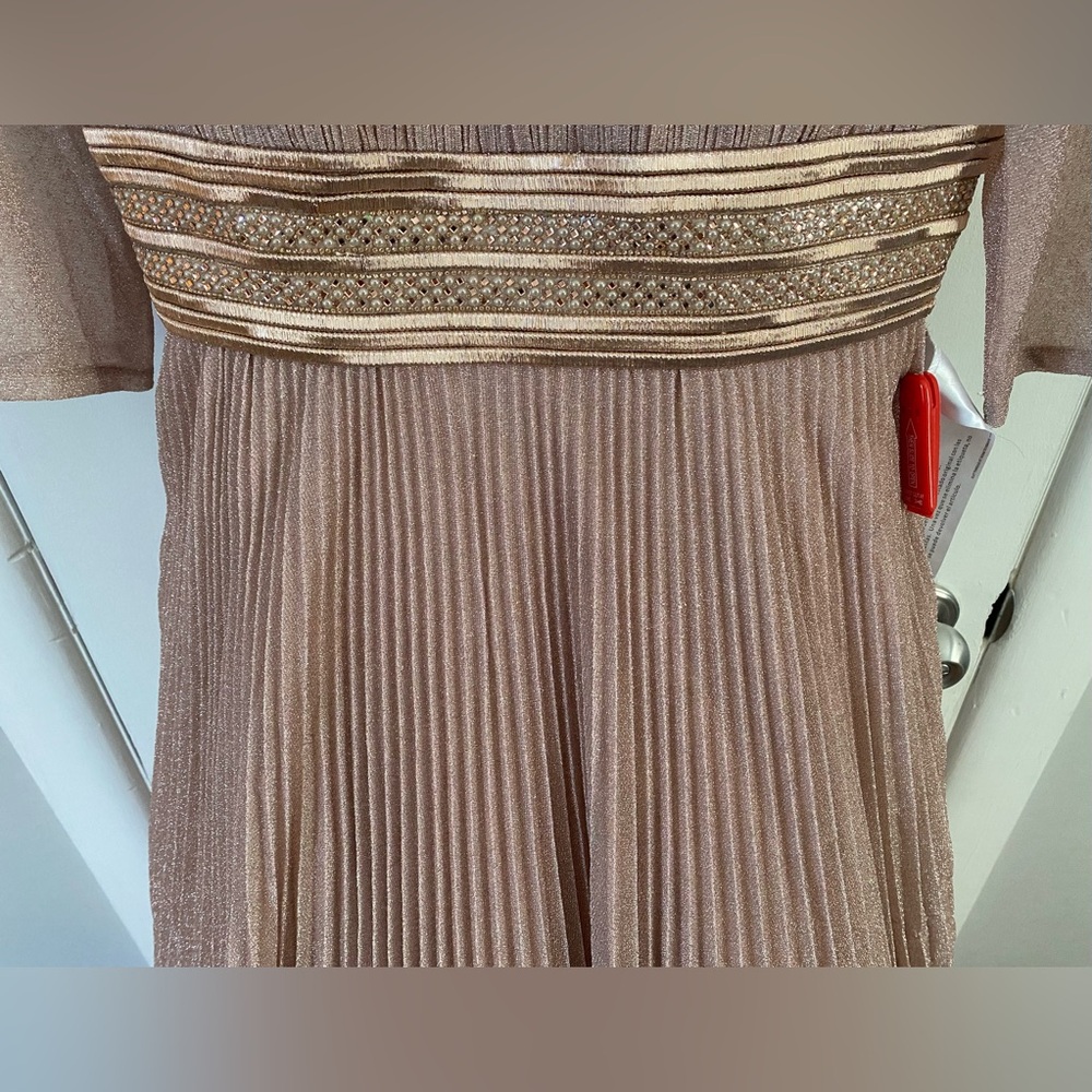 MAC DUGGAL Shimmering Pleated A-Line Pink Rose Gold Tulle Ball Gown 30700 Sz 10 - Picture 6 of 16